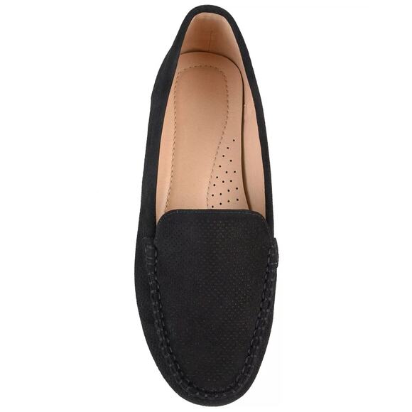 Journee Collection Women Halsey Slip On Moc Toe Loafers US 7.5M Black Faux Suede - Picture 4 of 5